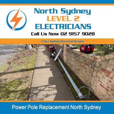Power pole replacement work in progress on North Sydney residential street